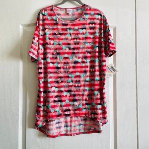 Lularoe Womens Irma Graphic Print Comfort Hi-Lo Tunic Multicolor Top Size XS NWT